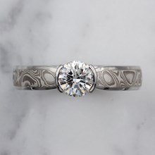 Mokume Solitaire Tapered Engagement Ring In Platinum - top view